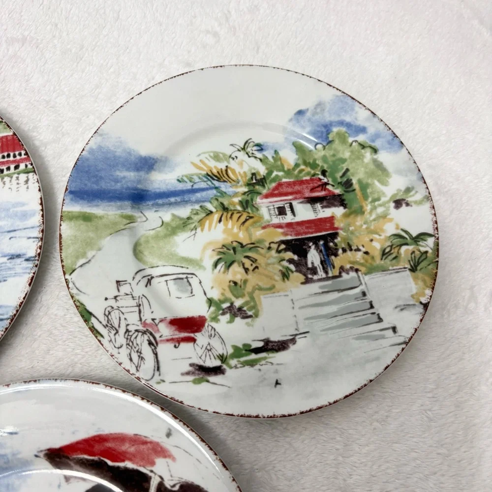 PIER 1 IMPORTS‎ 'DESTINATION' SALAD PLATES SET OF 3 - TROPICAL DESTINATIONS